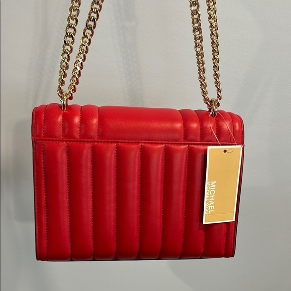 Michael Kors Red Quilted Leather Shoulder Bag - Picture 8 of 13